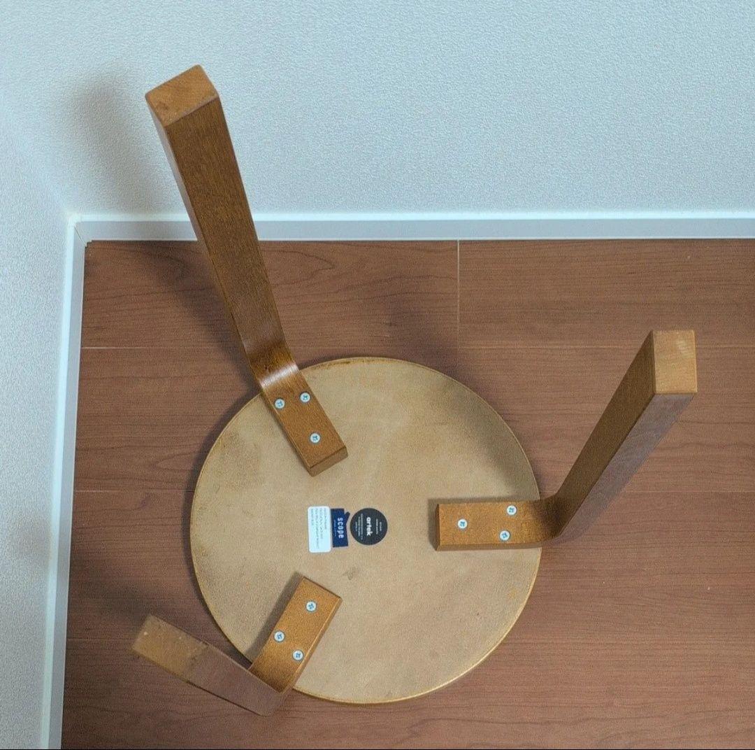 Artek Stool60リノリウムスモーキーブルー×ハニー　スコープ別注三本脚