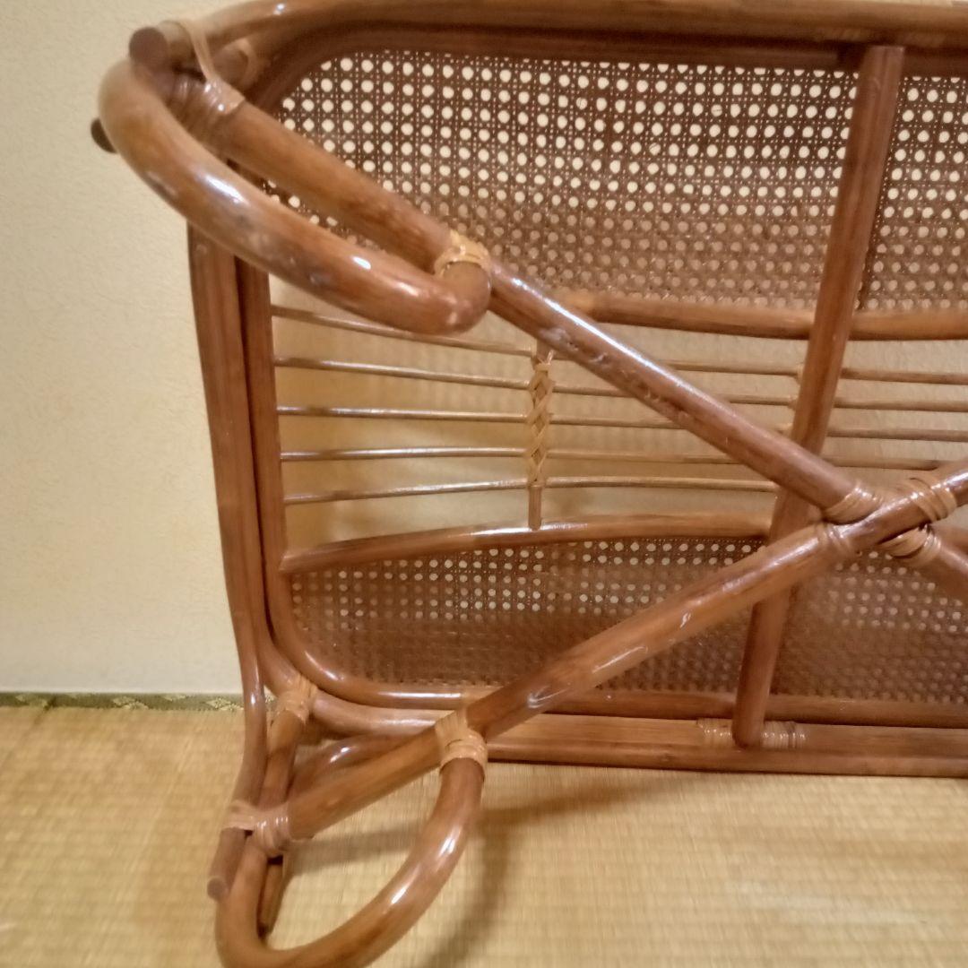 籐 ラタン ガラス天板 ローテーブル 座卓 レトロ モダン 和室 洋室 センター