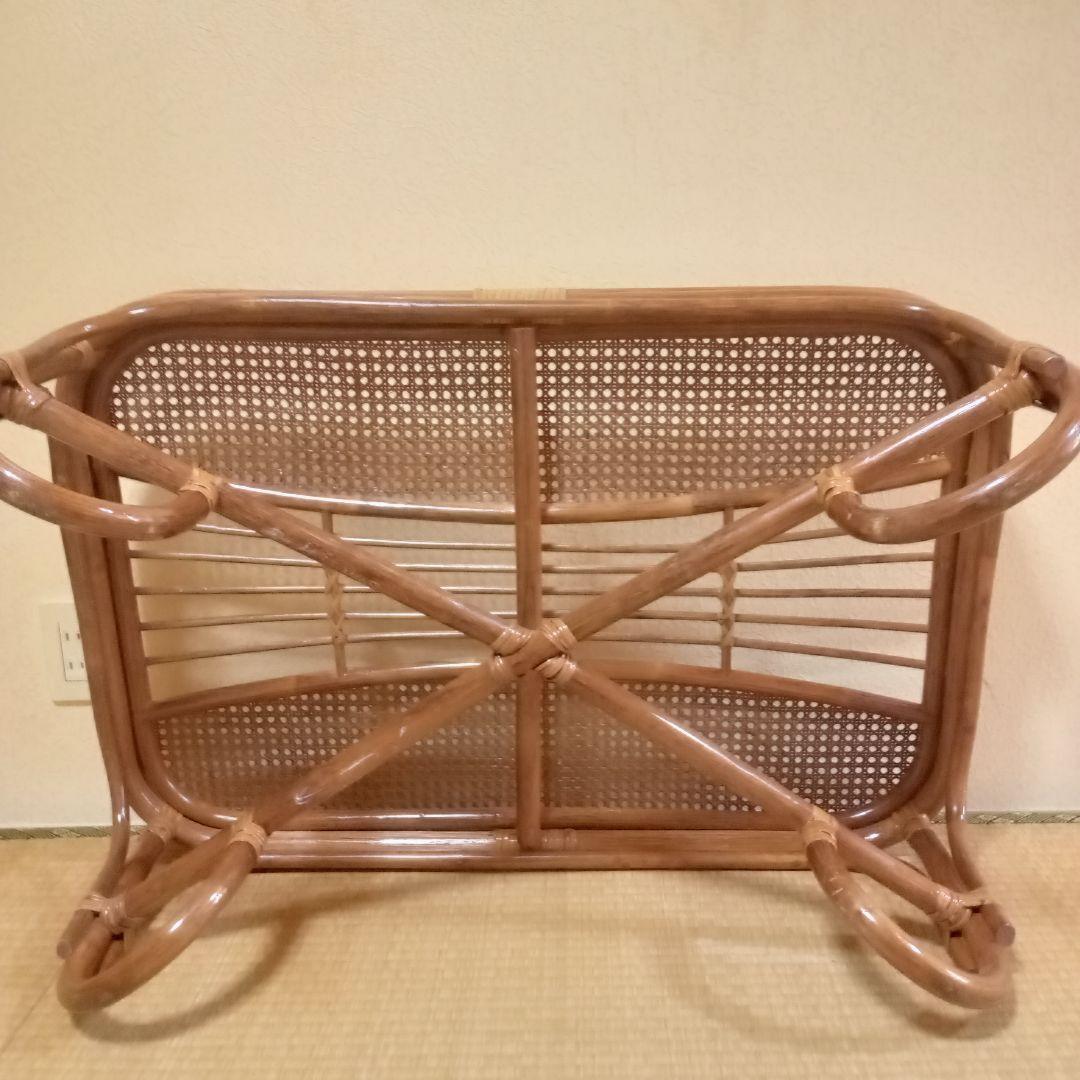 籐 ラタン ガラス天板 ローテーブル 座卓 レトロ モダン 和室 洋室 センター