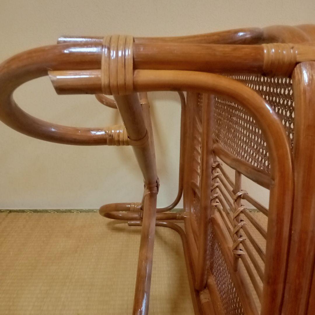 籐 ラタン ガラス天板 ローテーブル 座卓 レトロ モダン 和室 洋室 センター