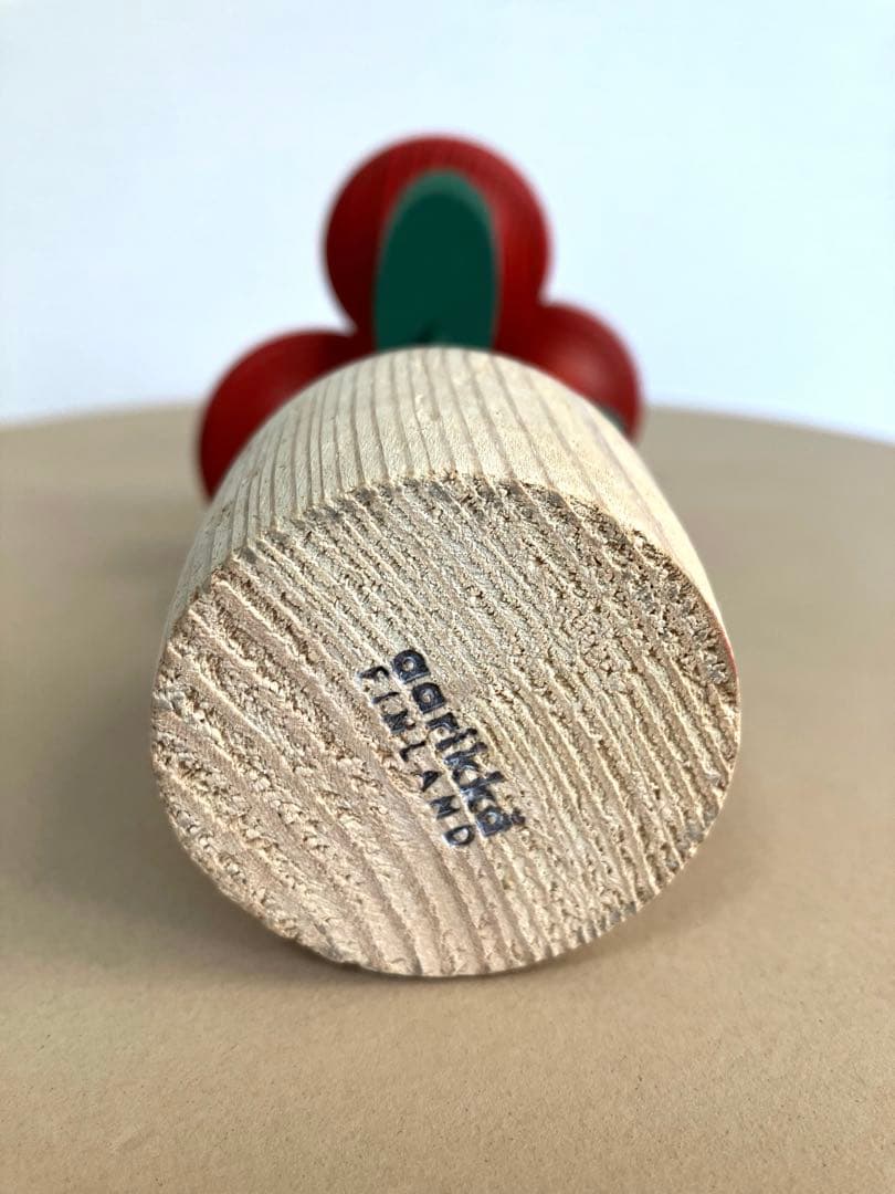 aarikka アーリッカ 3本の赤い花の寄せ植え　木製　オブジェ