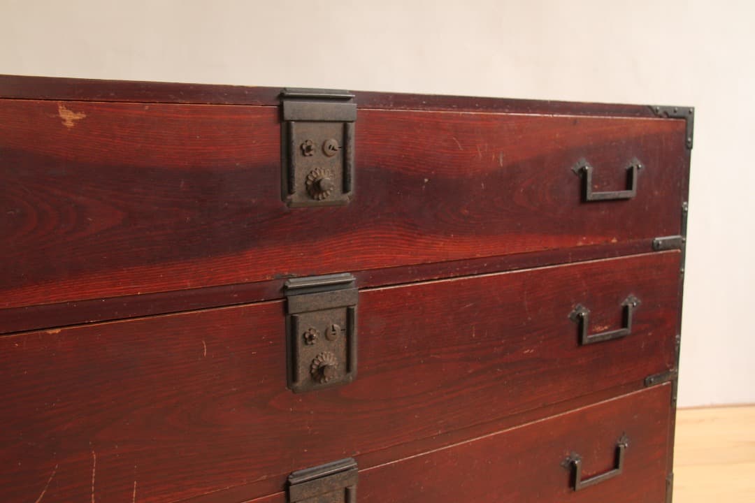 木製チェスト　収納棚　3段　和家具　古道具　古家具　ビンテージ　アンティーク