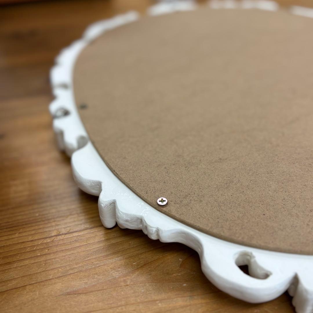 ロココ調ミラー オーバルミラー 壁掛け鏡 楕円形 ホワイト 白 高級ミラー