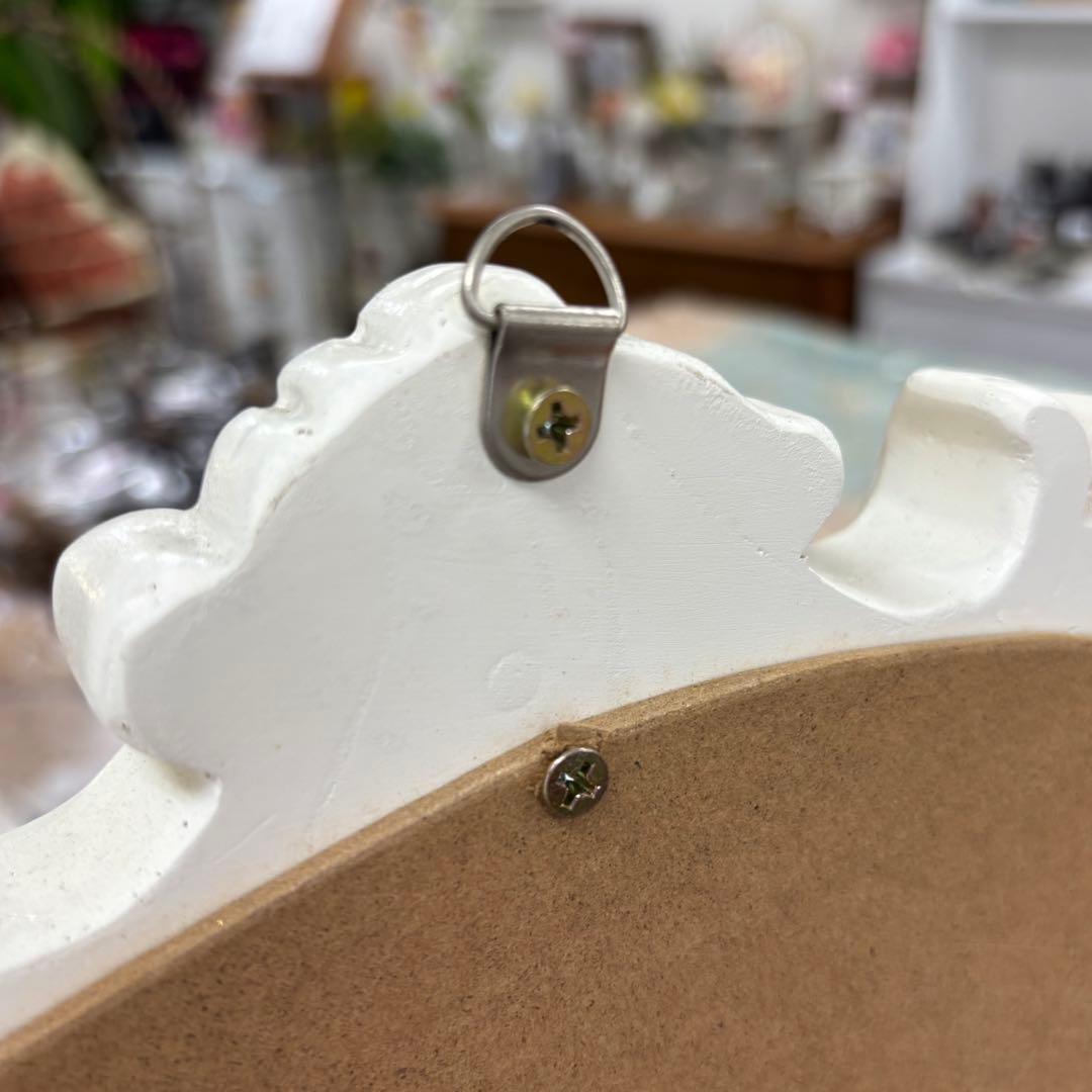 ロココ調ミラー オーバルミラー 壁掛け鏡 楕円形 ホワイト 白 高級ミラー