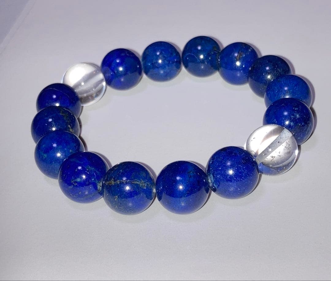 天然石　ラピスラズリと水晶のブレスレット