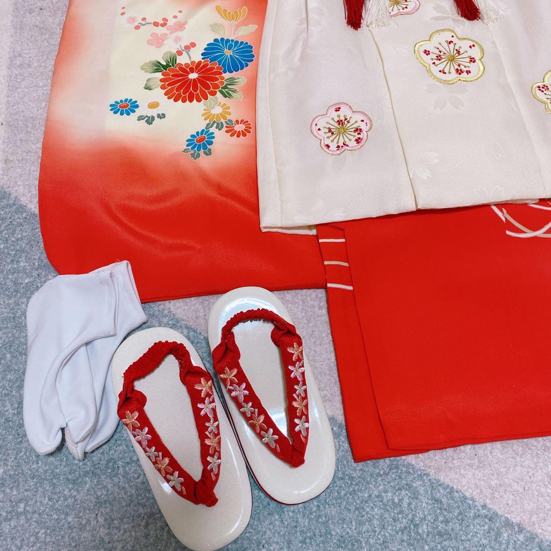 七五三 3歳 正絹 着物 被布 バッグ 草履 セット
