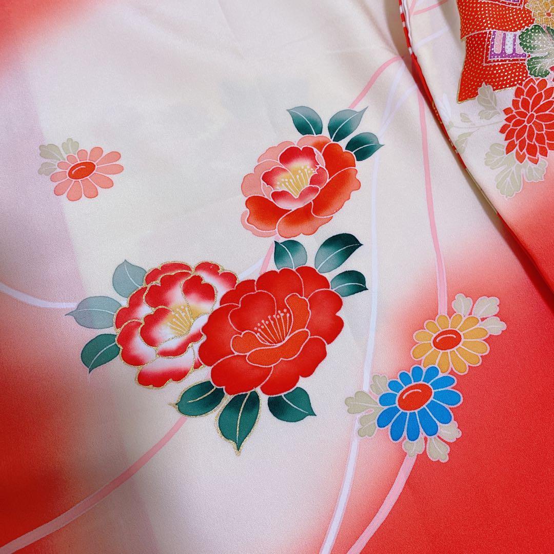 七五三 3歳 正絹 着物 被布 バッグ 草履 セット