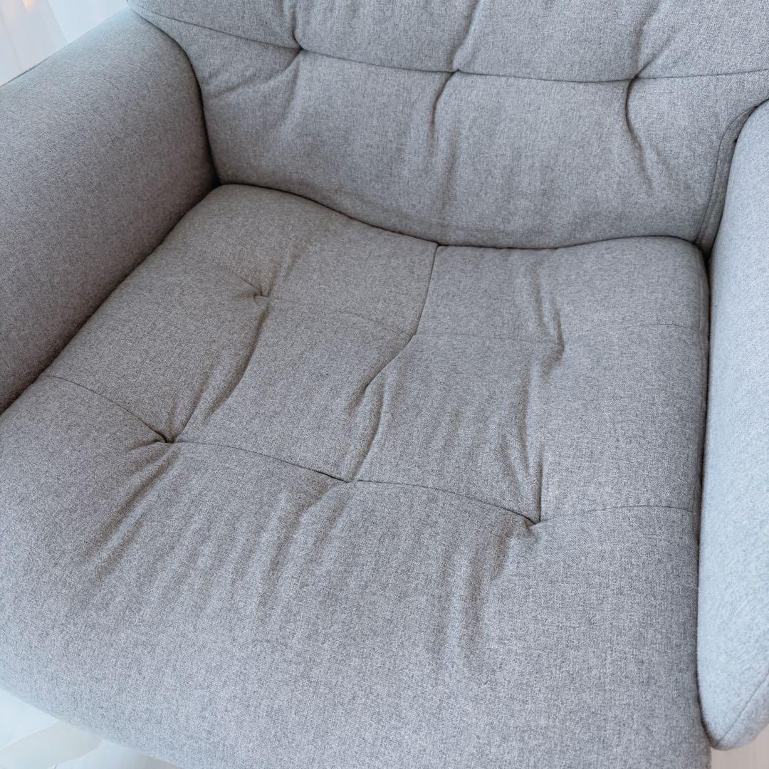 リクライニングチェア グレー 1人掛けソファ　オットマン