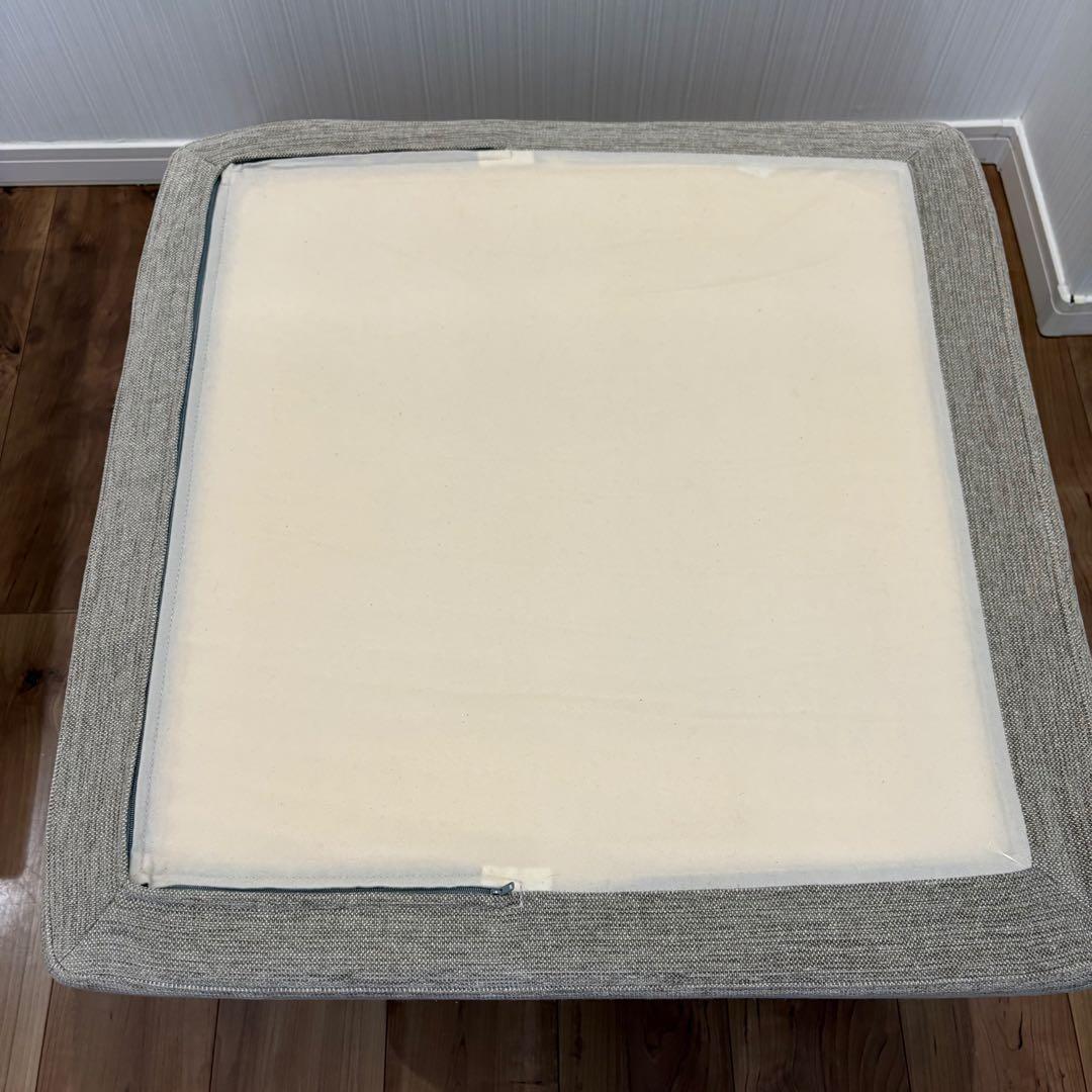 オットマン/スツール/ベージュ/本革/レザー/ファブリック/バネ/座面フェザー入