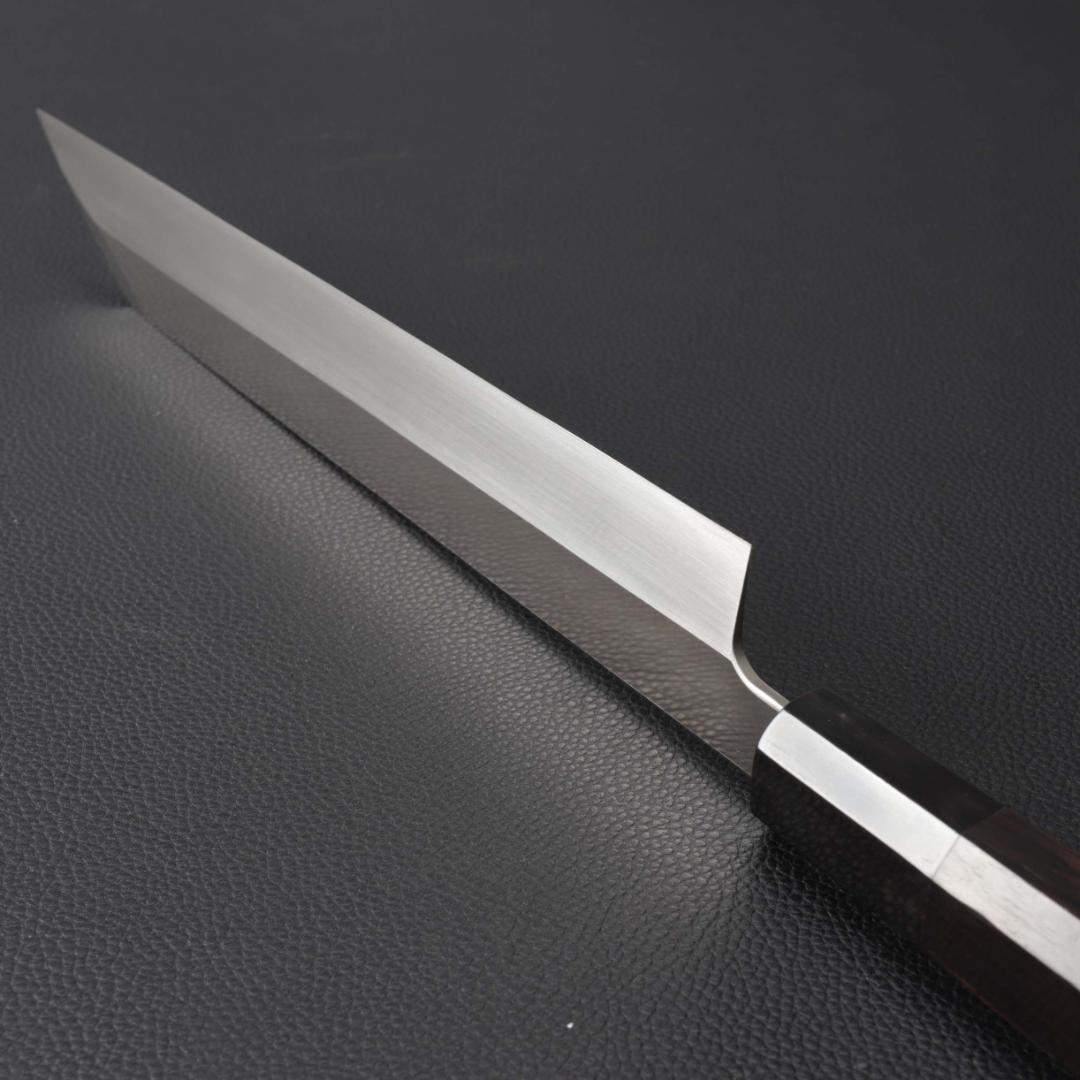 10246極薄 ムキモノ包丁 8寸 刃は究極の切れ味 刺身包丁黒檀黒水牛角八角柄