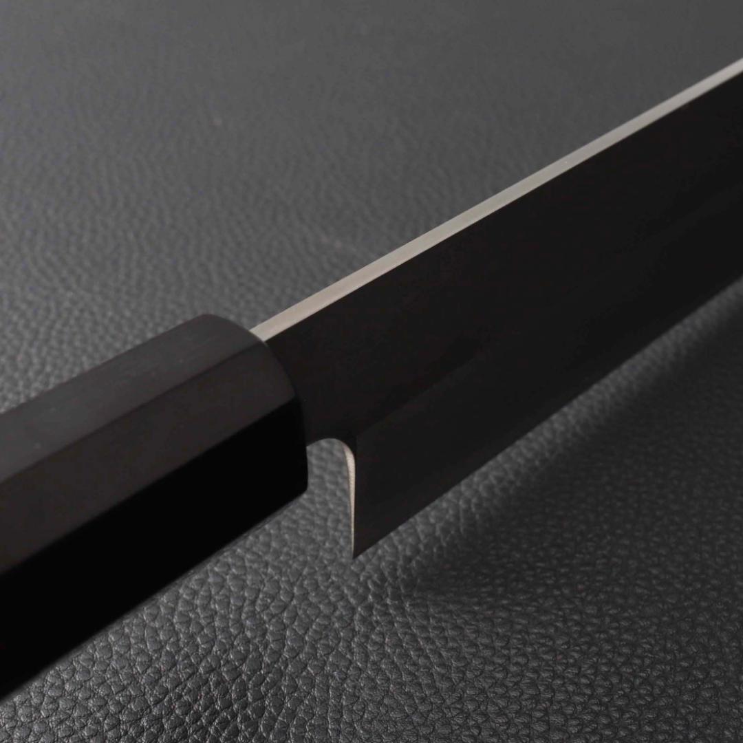 10246極薄 ムキモノ包丁 8寸 刃は究極の切れ味 刺身包丁黒檀黒水牛角八角柄