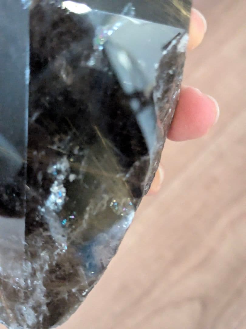 スモーキールチル　原石　ポリッシュ　ブラジル産　オーダーメイド台座付