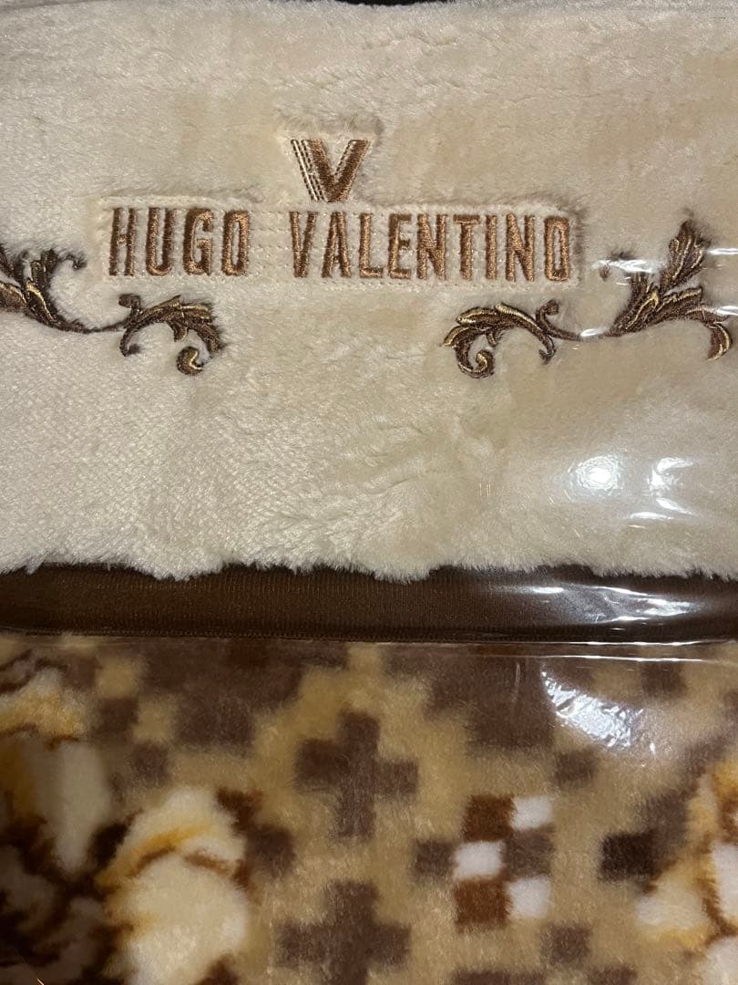 HUGO VALENTINO 花柄毛布 約150×220cm