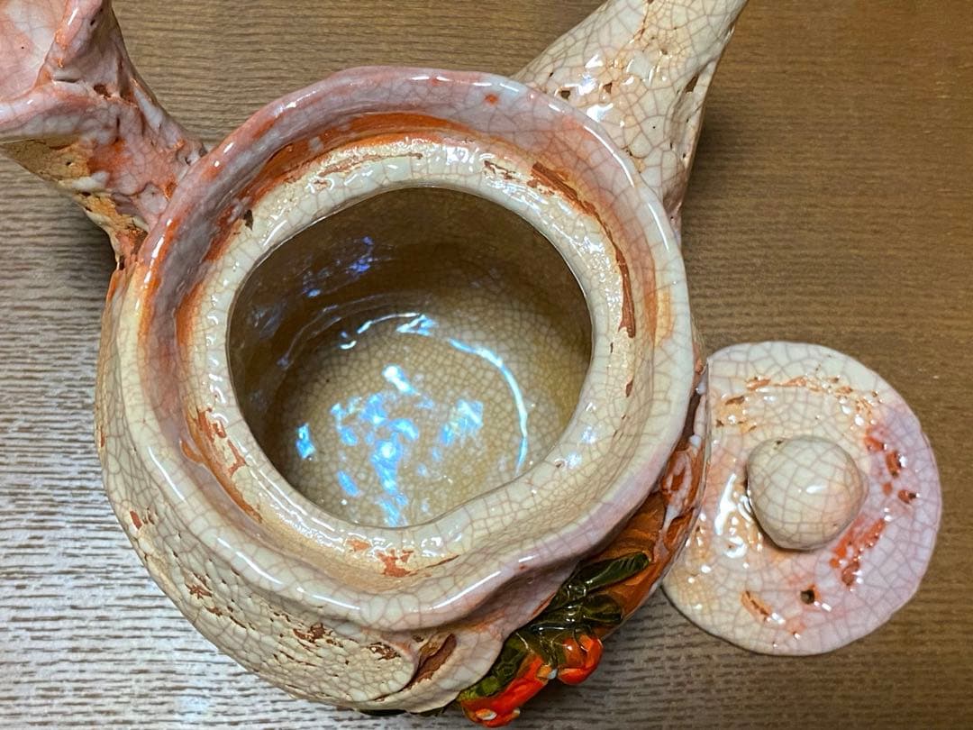 希少！新品未使用】楽山焼 天神蟹煎茶器揃6点セット 急須 湯呑み 蟹