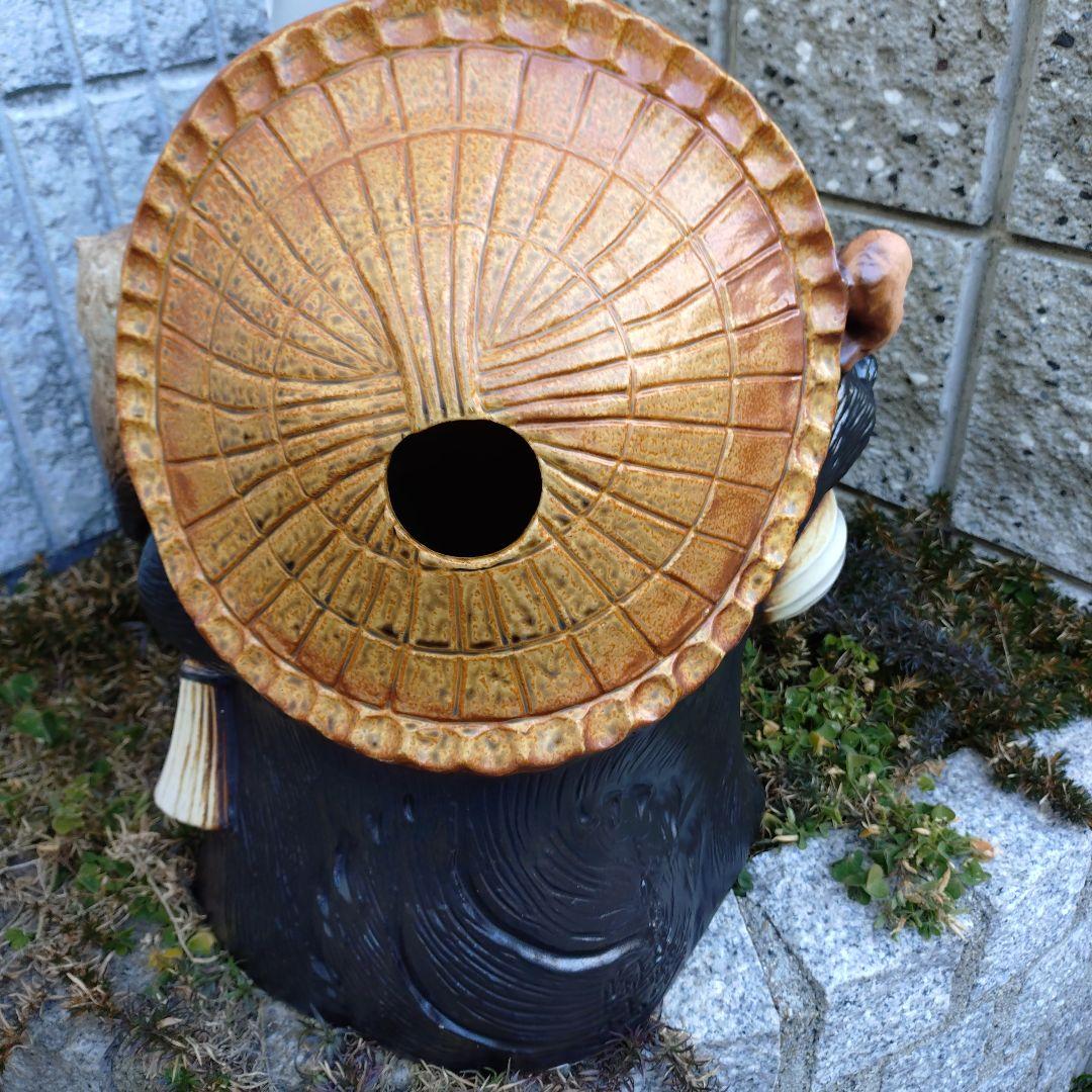 信楽焼　43cm13号フクロウ付き開運狸　タヌキ　狸　たぬき