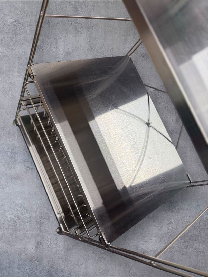 MUJI 無印良品 ステンレスユニットシェルフ4段 ステンレスバスケットx2