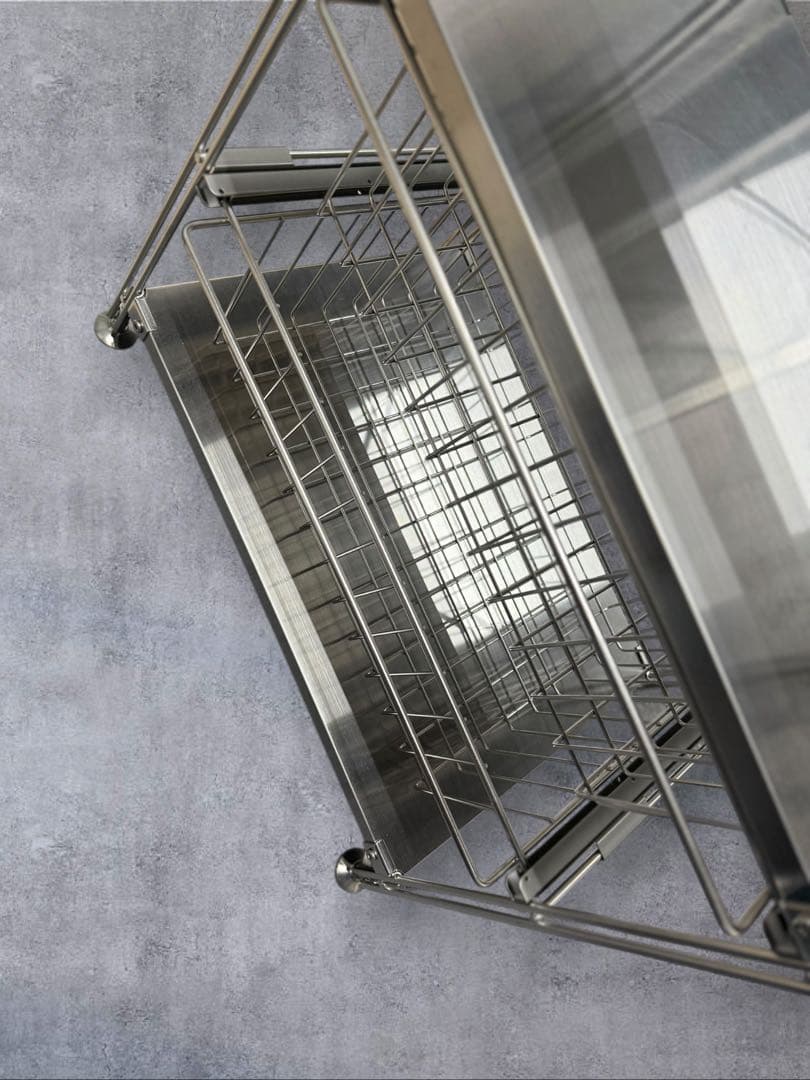 MUJI 無印良品 ステンレスユニットシェルフ4段 ステンレスバスケットx2