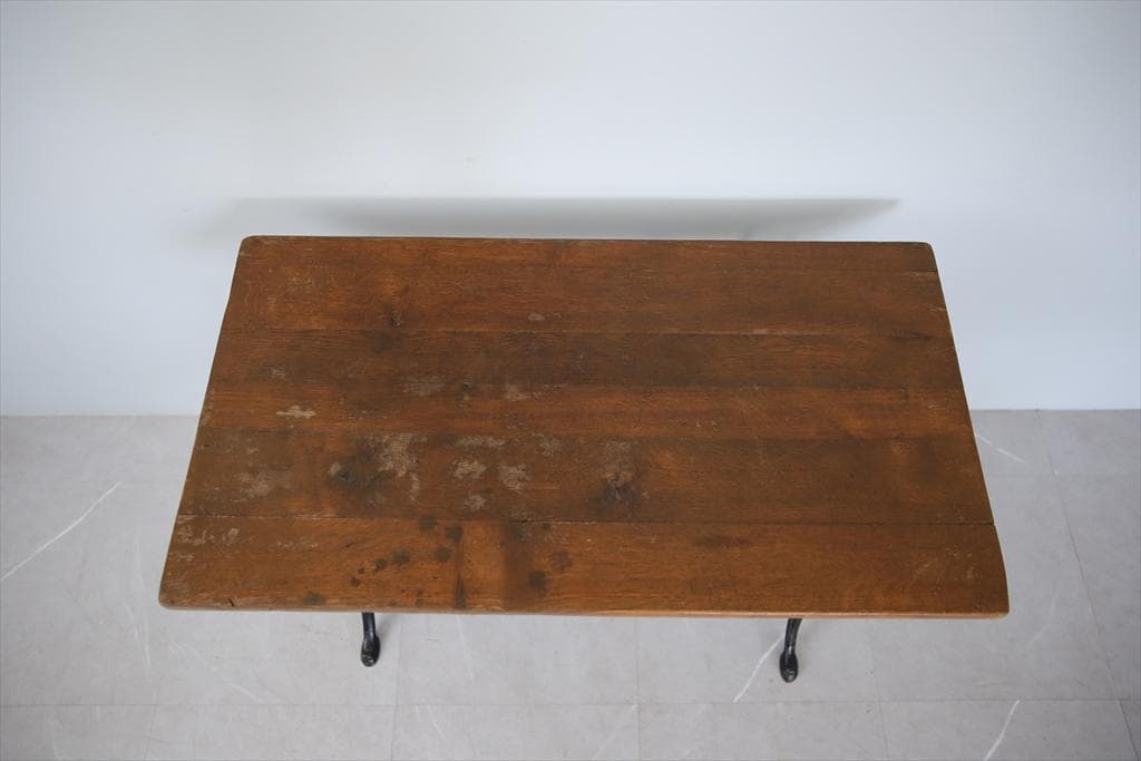 フランスアンティーク鉄脚カフェテーブル/ビストロ机/ダイニング飾り棚(86-54