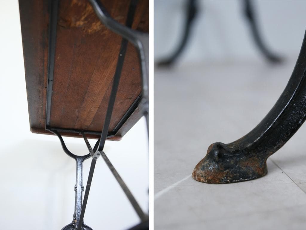 フランスアンティーク鉄脚カフェテーブル/ビストロ机/ダイニング飾り棚(86-54