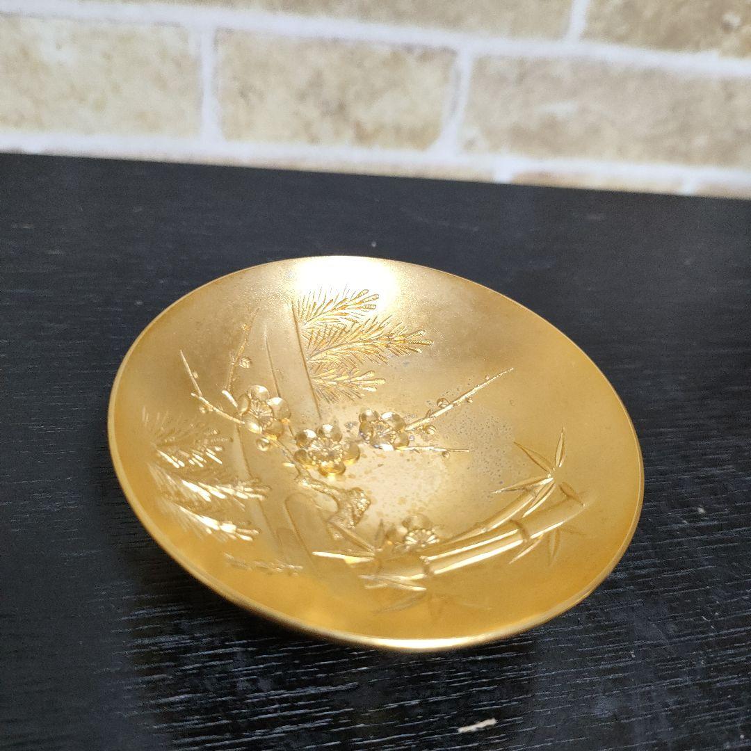 希少】K24純金鍍金 昭和天皇陛下御即位五十年記念 黄金ひさげ揃 盃