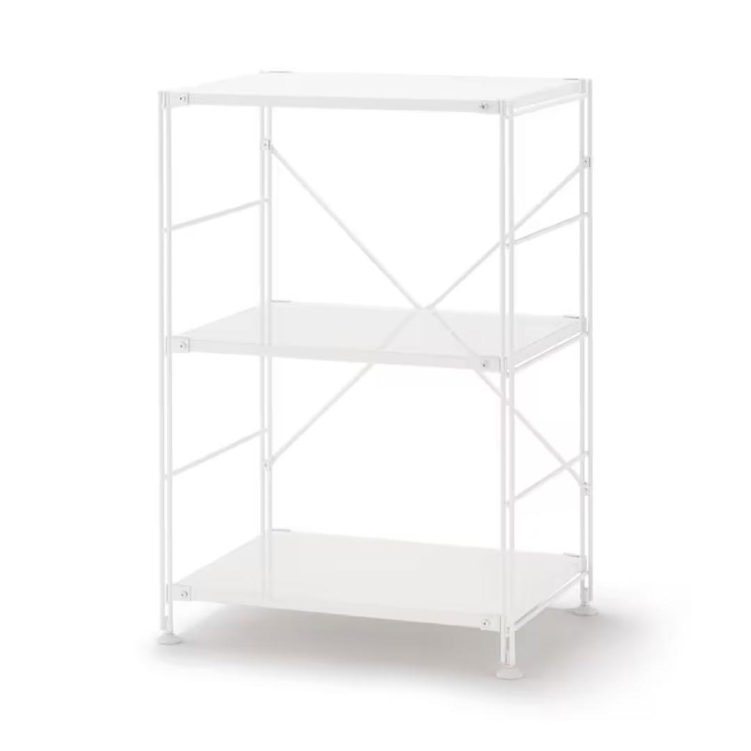 美品　無印良品　スチールユニットシェルフ　小　ホワイト(ライトグレー) ラック