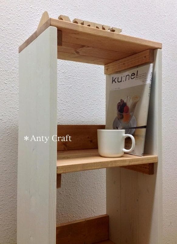 【引取可能】3段収納棚 本棚 飾り棚 幅36cm LO/W 完成品