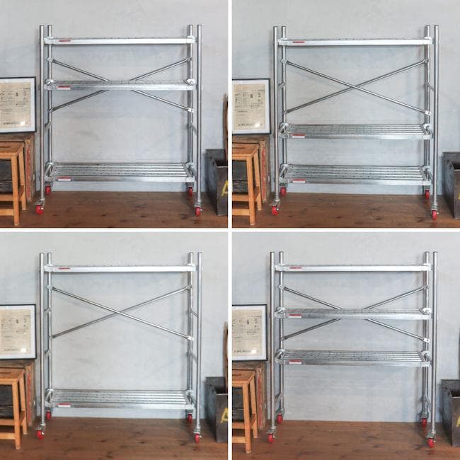 スカフォールドライクシェルフ（キャスター付）幅134 スチールラック（1114）