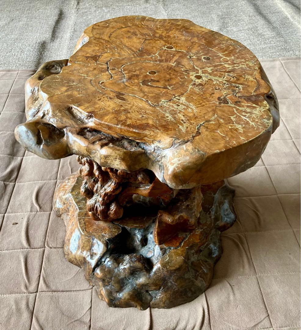 【一点もの】天然木　銘木　テーブル　瘤杢　こぶ　花台　アンティーク　ディスプレイ