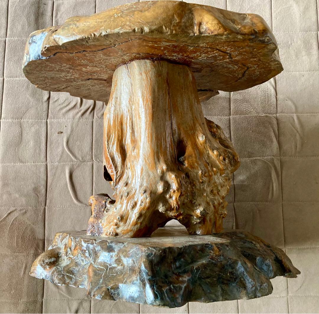 【一点もの】天然木　銘木　テーブル　瘤杢　こぶ　花台　アンティーク　ディスプレイ