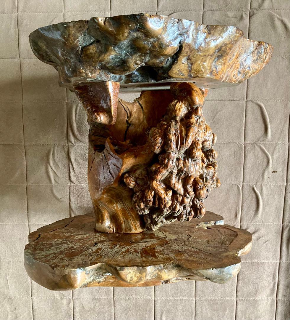 【一点もの】天然木　銘木　テーブル　瘤杢　こぶ　花台　アンティーク　ディスプレイ