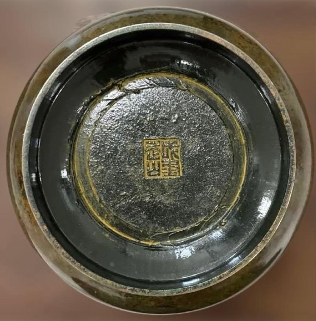 高岡銅器 青銅 饕餮文 双耳花瓶 獣耳 飾壺 骨董 伝統工芸 - メルカリ