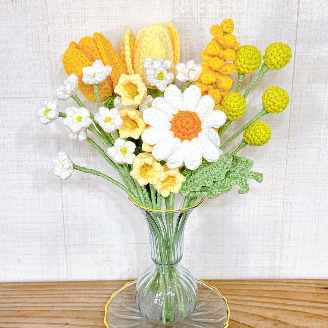 枯れない花束 プレゼント 誕生日 あみぐるみ かぎ編み 毛糸の花 - メルカリ