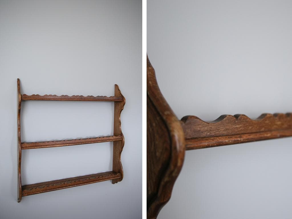 フランスアンティーク木製ウォールシェルフ/壁掛けラック/飾り棚(90-125-3