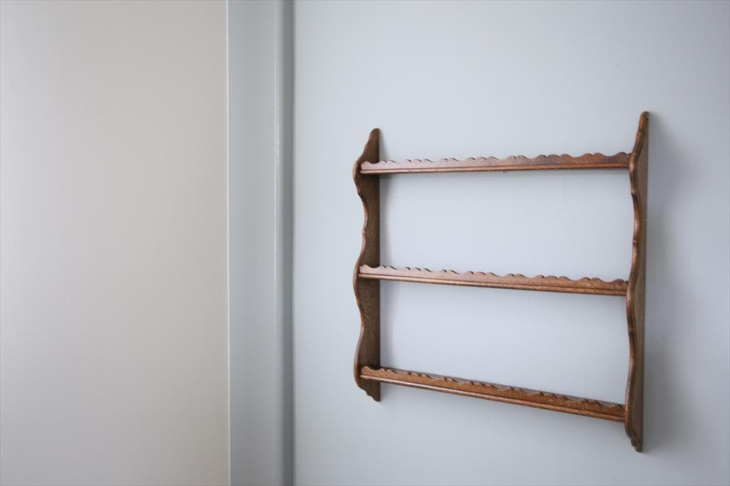 フランスアンティーク木製ウォールシェルフ/壁掛けラック/飾り棚(90-125-3