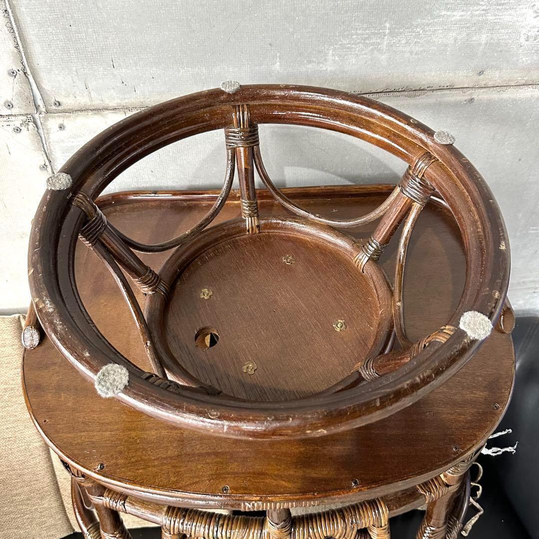 ⭐️美品⭐️和モダン　くつろぎラタン製360°回転式チェア　座布団脱着可能　大型