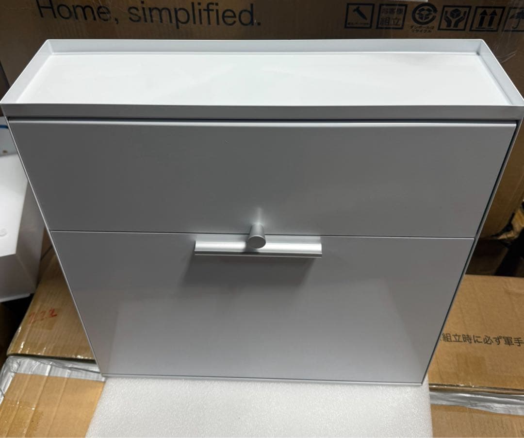 値下げ　アウトレット隠せる調味料ラック 前が開く 完成品 (ホワイト) おしゃれ