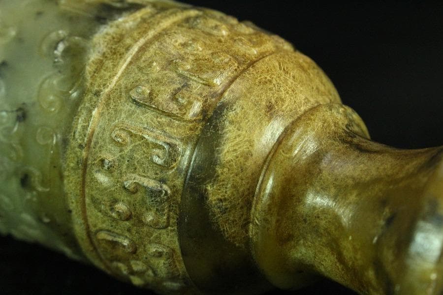 中国美術 砡石 刻 饕餮紋 杯 三件 コレクター蔵品(K-YC541)