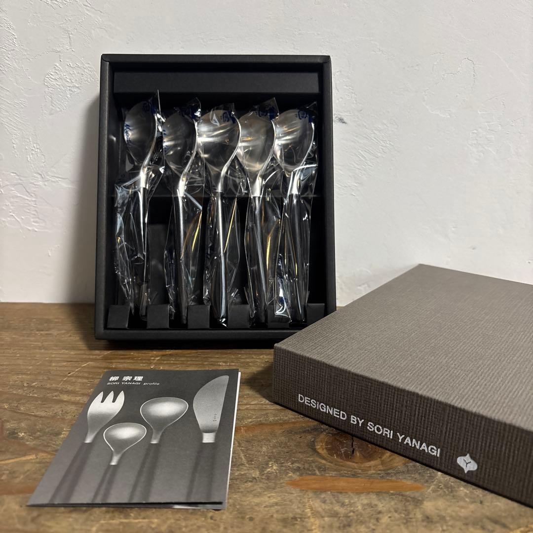 【未使用】 柳宗理 黒柄 ティースプーン 5本セット 5P