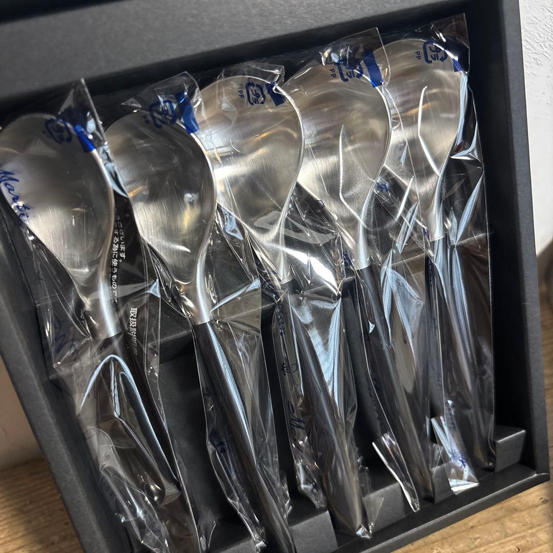 【未使用】 柳宗理 黒柄 ティースプーン 5本セット 5P