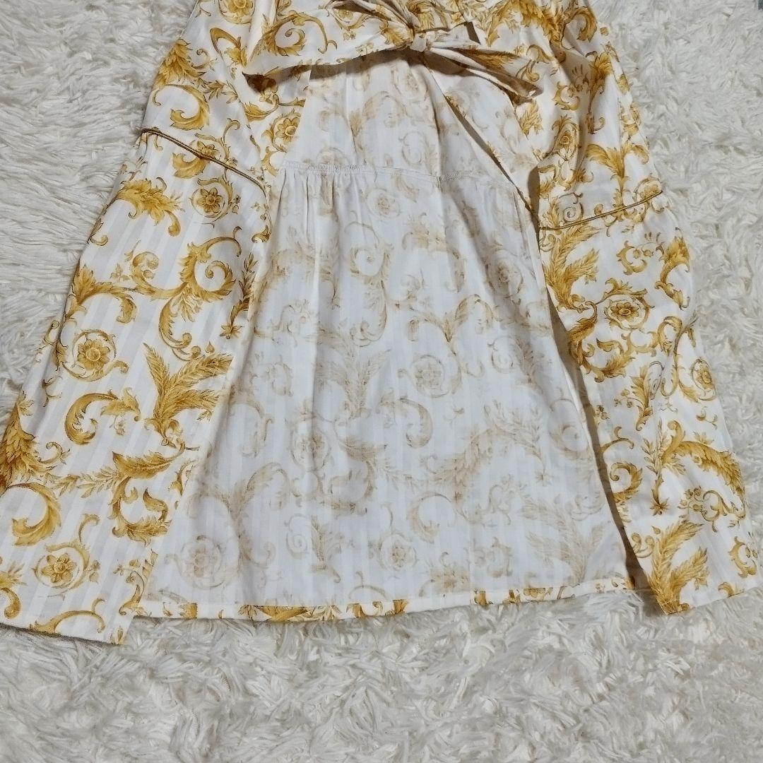 未使用　ChristianDior　カネボウ　コットンエプロン　白×金　ロゴ刺繍