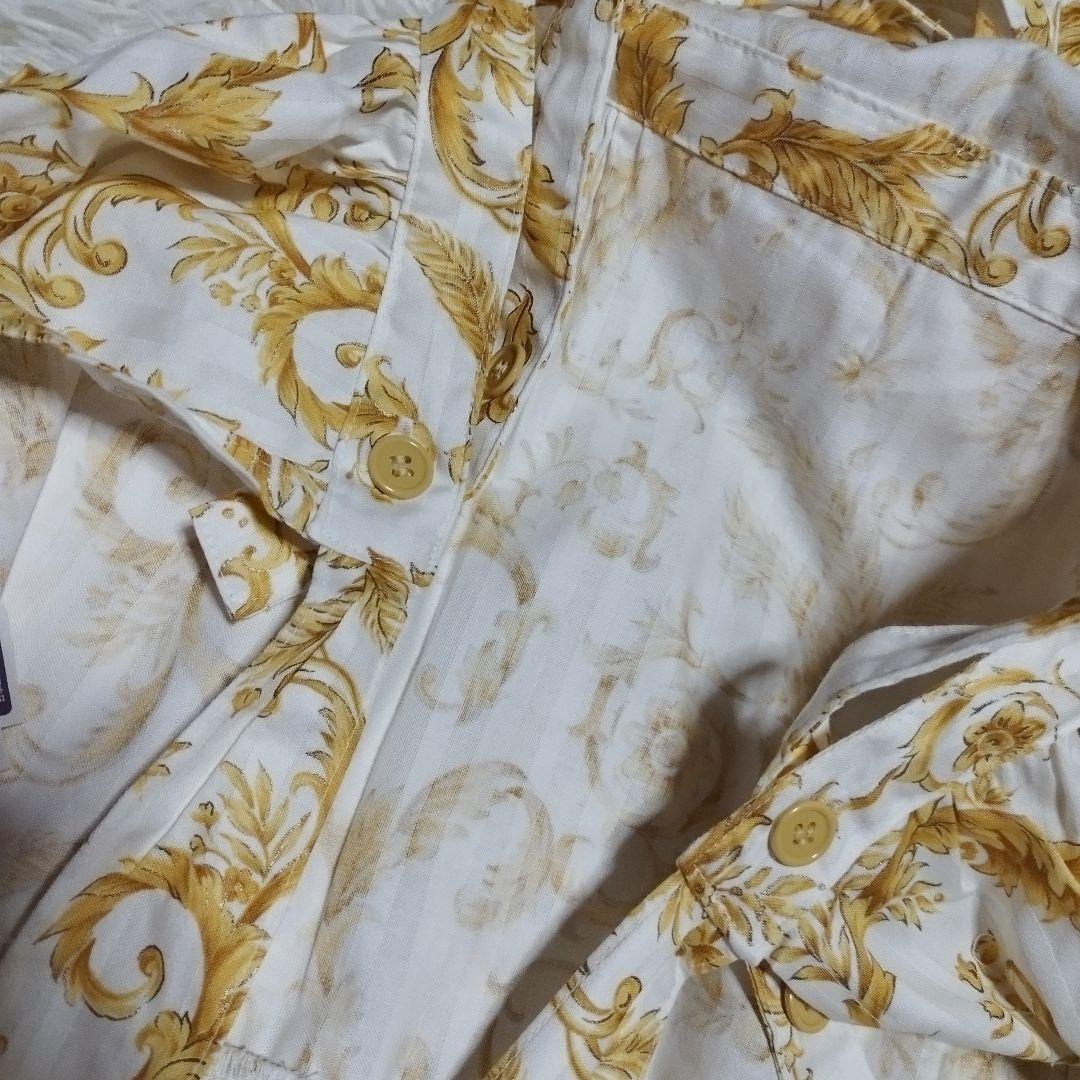 未使用　ChristianDior　カネボウ　コットンエプロン　白×金　ロゴ刺繍