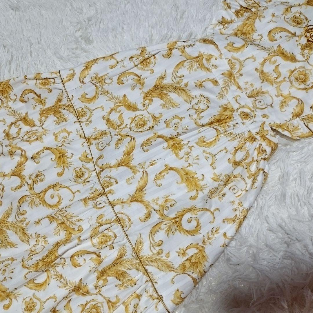 未使用　ChristianDior　カネボウ　コットンエプロン　白×金　ロゴ刺繍