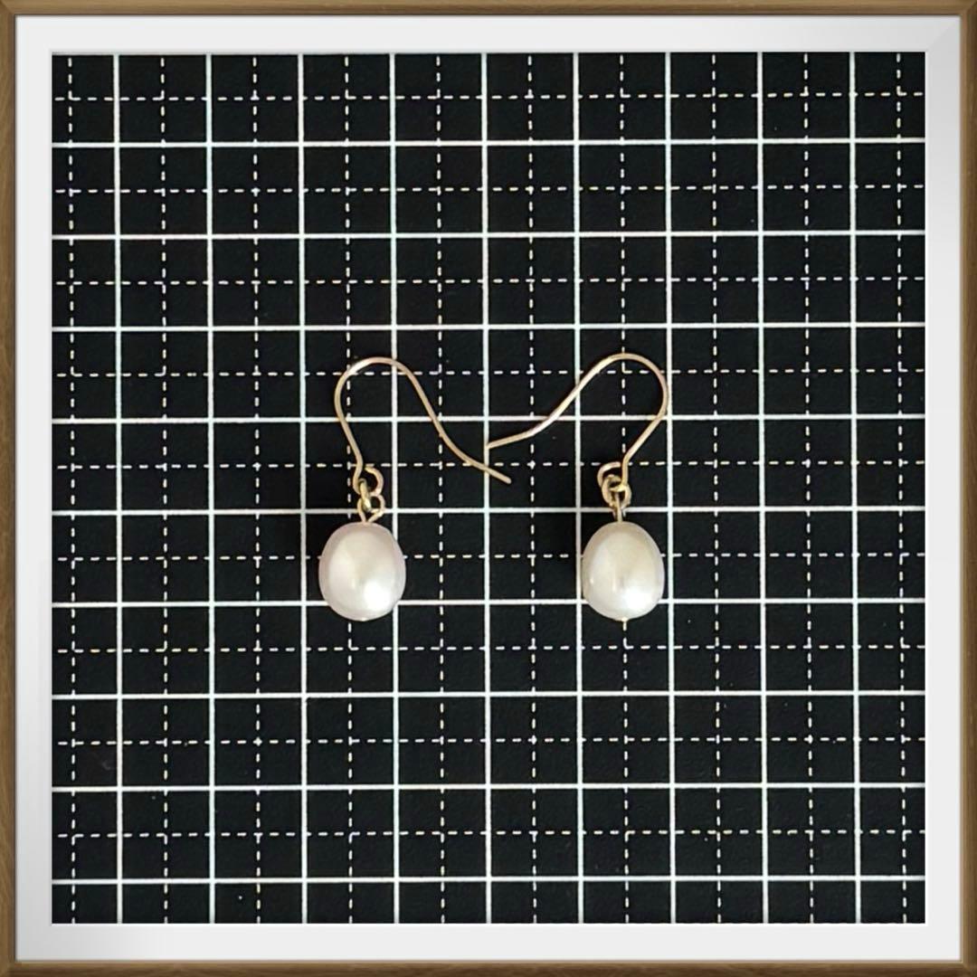 No.1661 一粒パールのピアス　一粒パールのイヤリング　ハンドメイドピアス