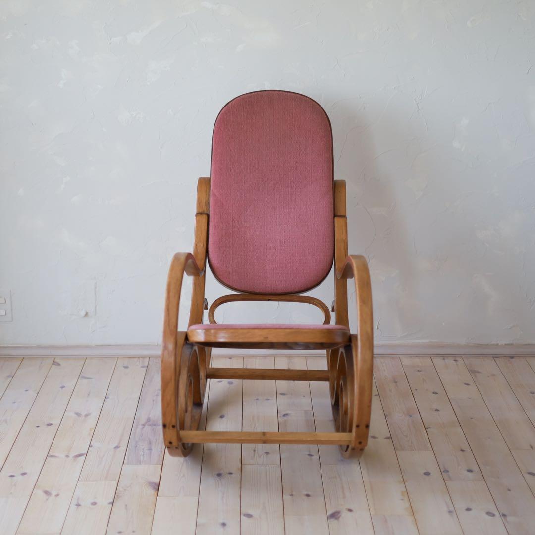 【ヴィンテージ】曲木 ロッキングチェア / ピンククッション