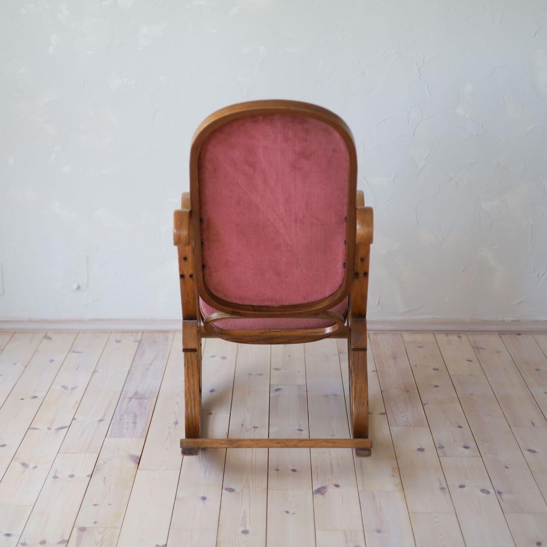 【ヴィンテージ】曲木 ロッキングチェア / ピンククッション