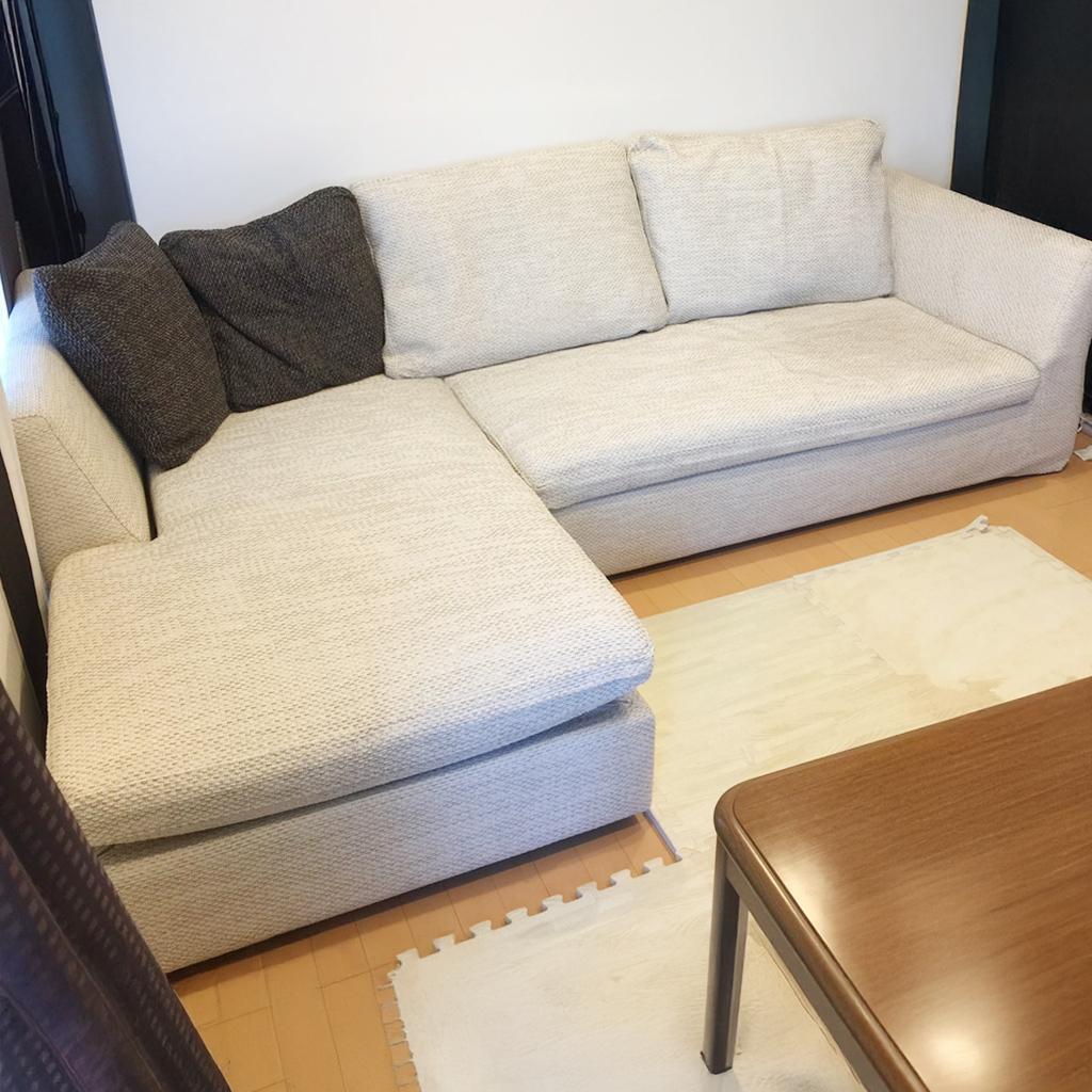 【リンク】] Vie⁺ L字型ソファ クッション、替カバー、クッション付き