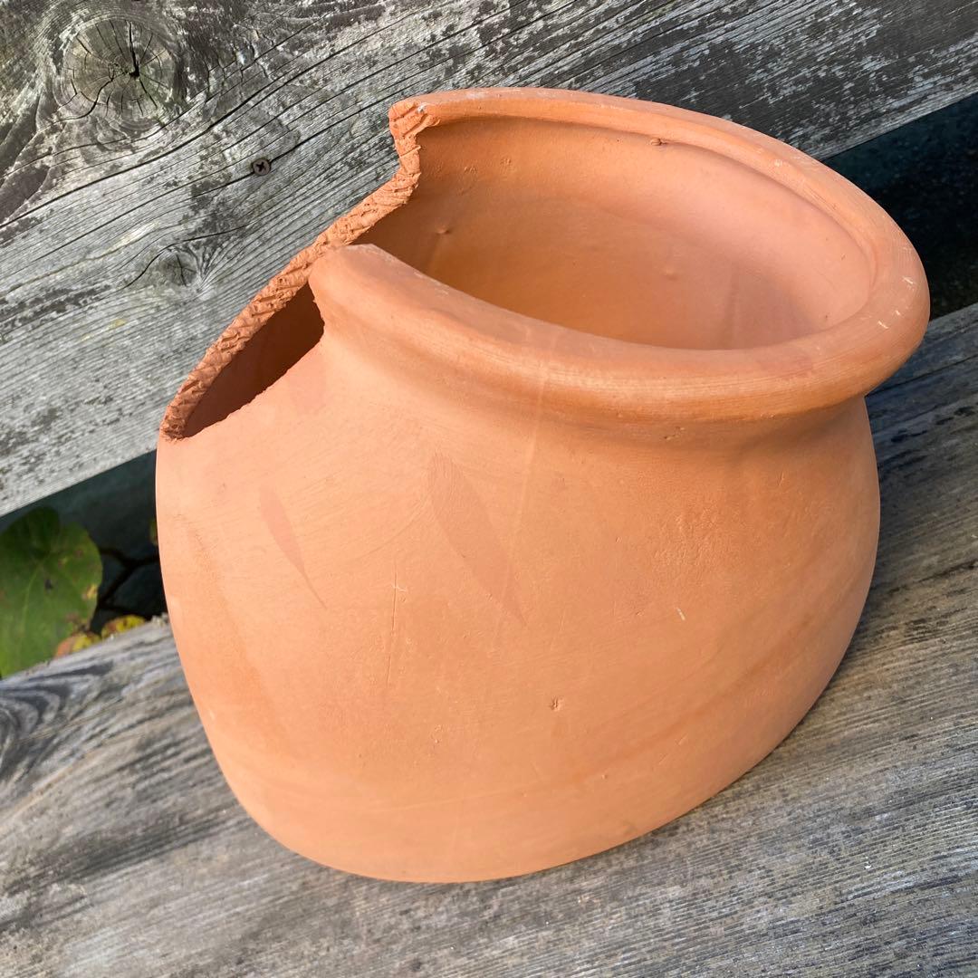 《３個set》割れテイスト 斜め壺型テラコッタ 在庫残り ラスト１セット