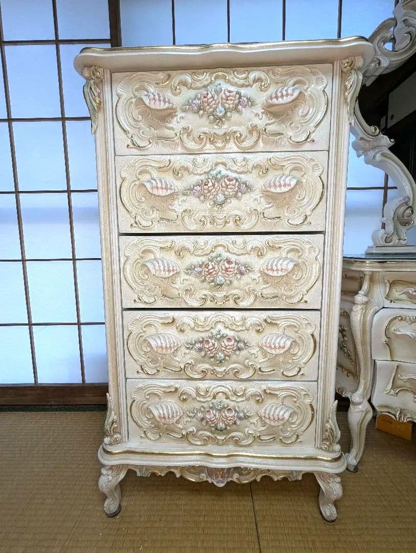 ロココ調 チェスト キャビネット 5段 ゴージャス 姫系