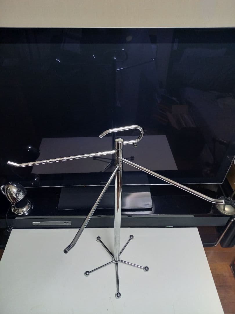 1980's　スペースエイジ　アイアン　メタル　トリプル　ハンガー　ポール