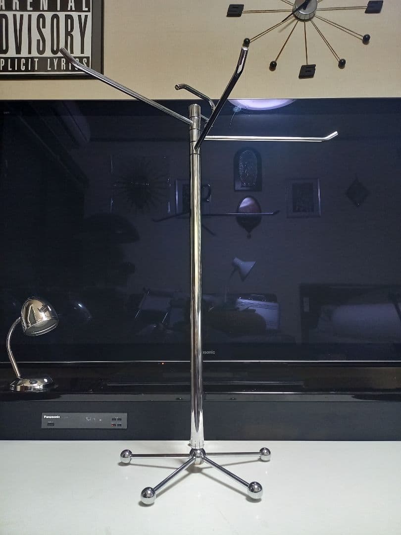 1980's　スペースエイジ　アイアン　メタル　トリプル　ハンガー　ポール